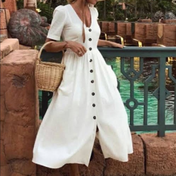 ❤️ZARA MIDI LINEN DRESS WITH BUTTONS - Picture 11 of 14